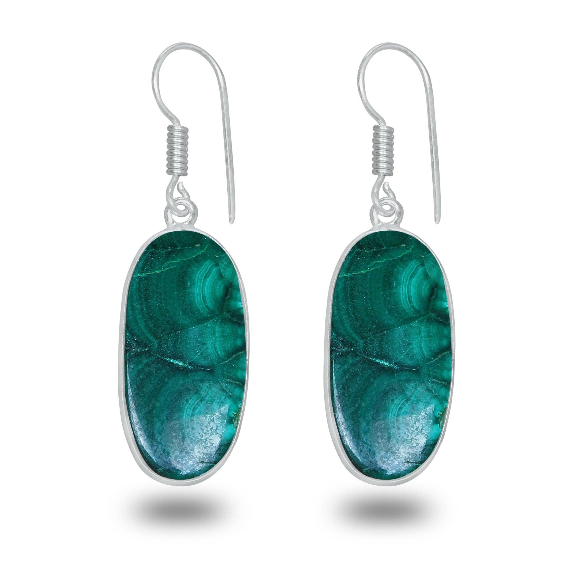 Handmade Jewels - Wholesale Dangle Earrings - Malachite Earrings – Minimalist, Silver-Plated | Wholesale Handmade Jewelry7