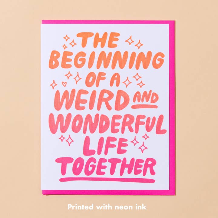 Carte de vœux de mariage étrange et merveilleuse en letterpress - Fabriquée aux États-Unis pour la vente par And Here We Are