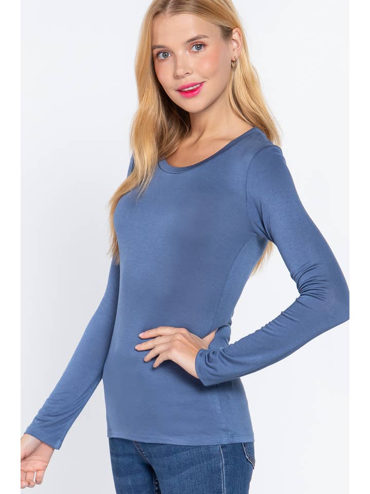 Active Basic | Active USA - Wholesale Knit Top - Women's - Long Sleeve Round Neck Top2