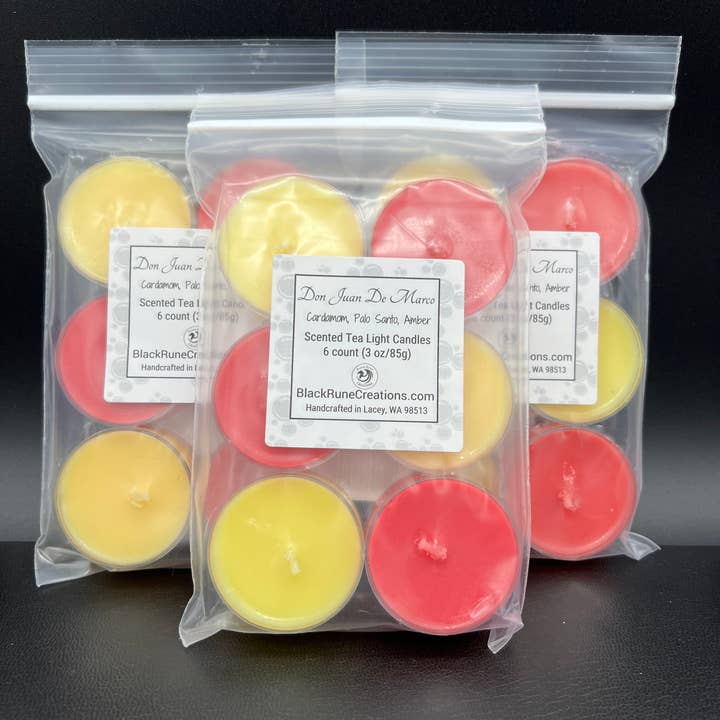 Black Rune Creations - Wholesale Tea Light Candles - Don Juan DeMarco Natural Soy Wax Tea Light Candles1