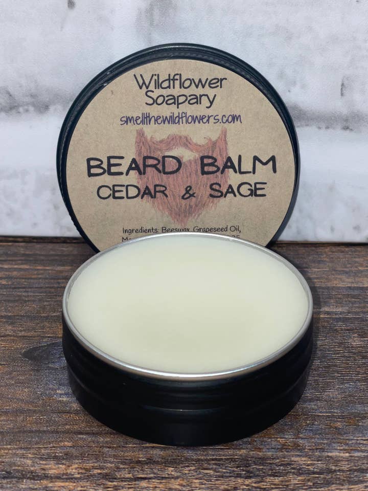Cedar & Sage Beard Balm for wholesale by Wildflower Soapary