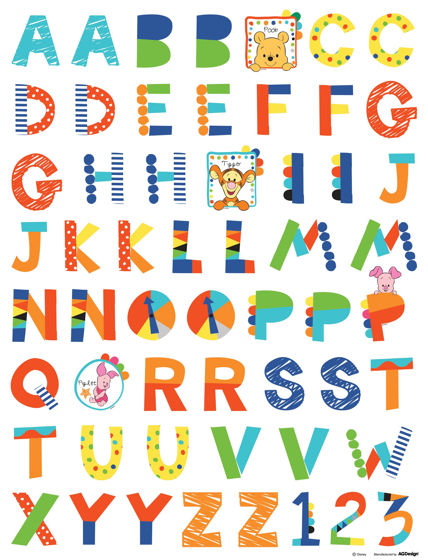The Design Department b.v. – wholesale Fönster-/väggdekal – Väggklistermärke Nalle Puh Alfabetet0