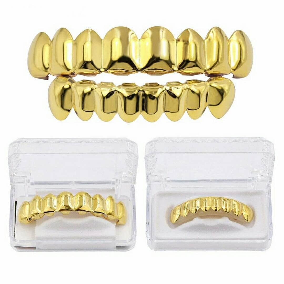 GB Jewelry – Joias - Homem por atacado – Grillz folheados a ouro 18K para 8 dentes superiores ou 8 inferiores7