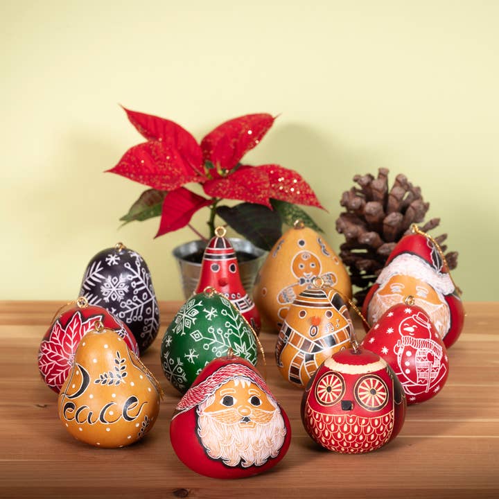 Lucuma Designs - Wholesale Ornament - Christmas Mini Mix - Gourd Ornaments - Natural Holiday