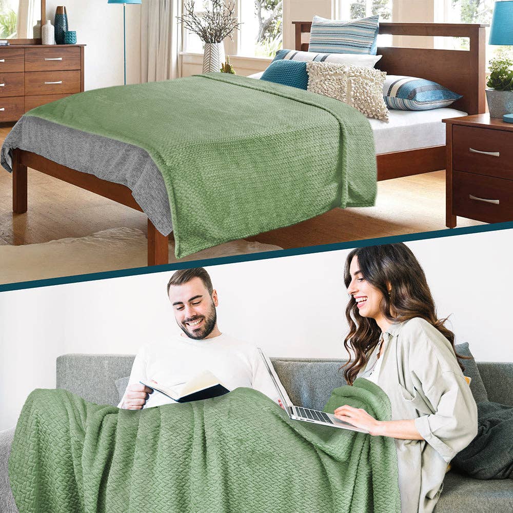 Pavilia – Manta para sofá por atacado – Cobertor de fleece texturizado com estampa de folhas5