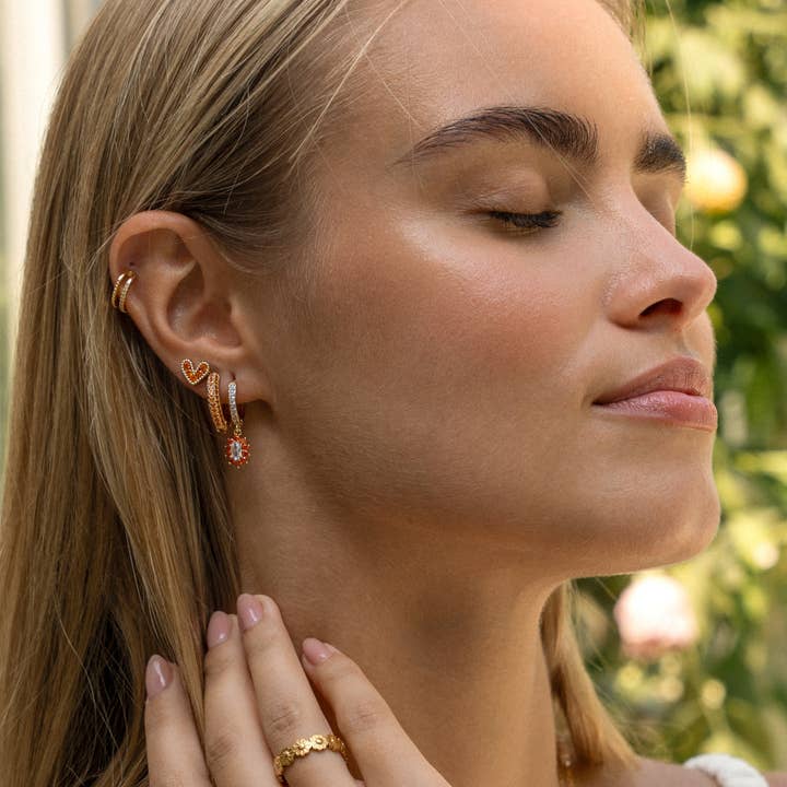 Gold Maria orange earrings for wholesale on Faire2