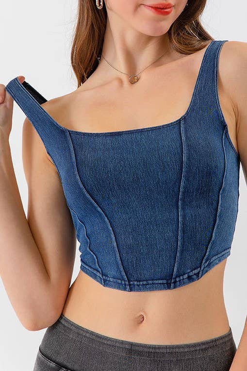 Rosa Clothing - Wholesale Tank Top - Women's - elasticated denim crop tank top brami top13