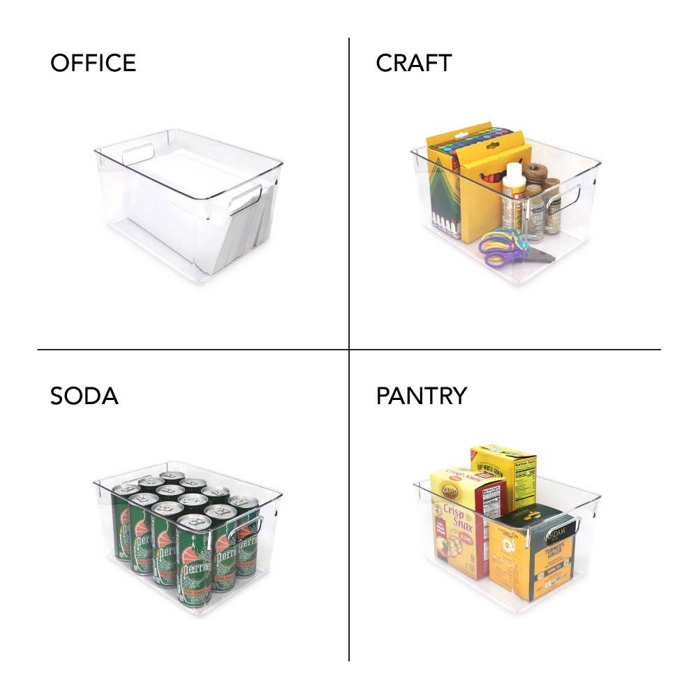 Isaac Jacobs International - Wholesale Storage Bin - Isaac Jacobs 3-Pack Clear Storage Bins with Handles3