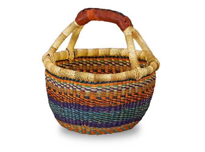 African Market Baskets - Wholesale Basket - African Bolga Baskets : Large Mini Round (G-150)2