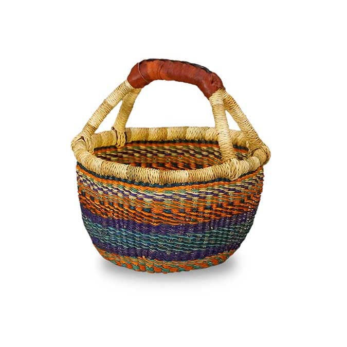 African Market Baskets - Wholesale Basket - African Bolga Baskets : Large Mini Round (G-150)2