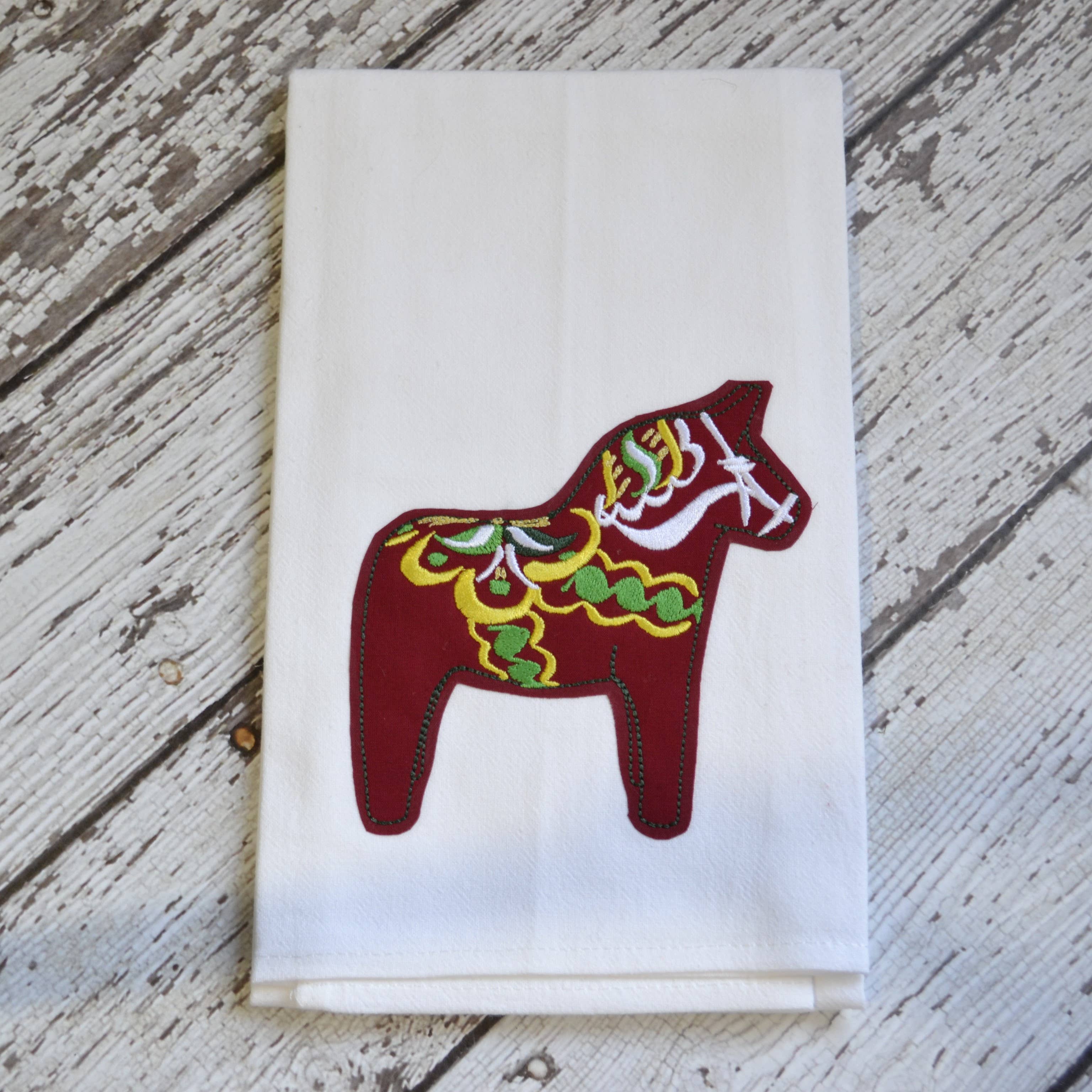 SewMuchMoreStore - Wholesale Tea Towel - Dala Horse Tea Towel, Embroidered Floursack Towel6