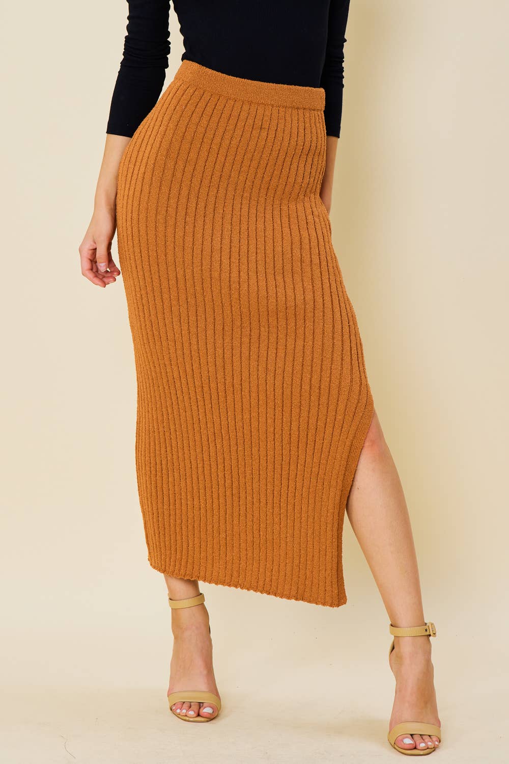 FSL Apparel - Wholesale Skirt - Women's - IS8035 - RIBBED HIGH WAIST SWEATER SKIRT WITH SIDE SLIT12