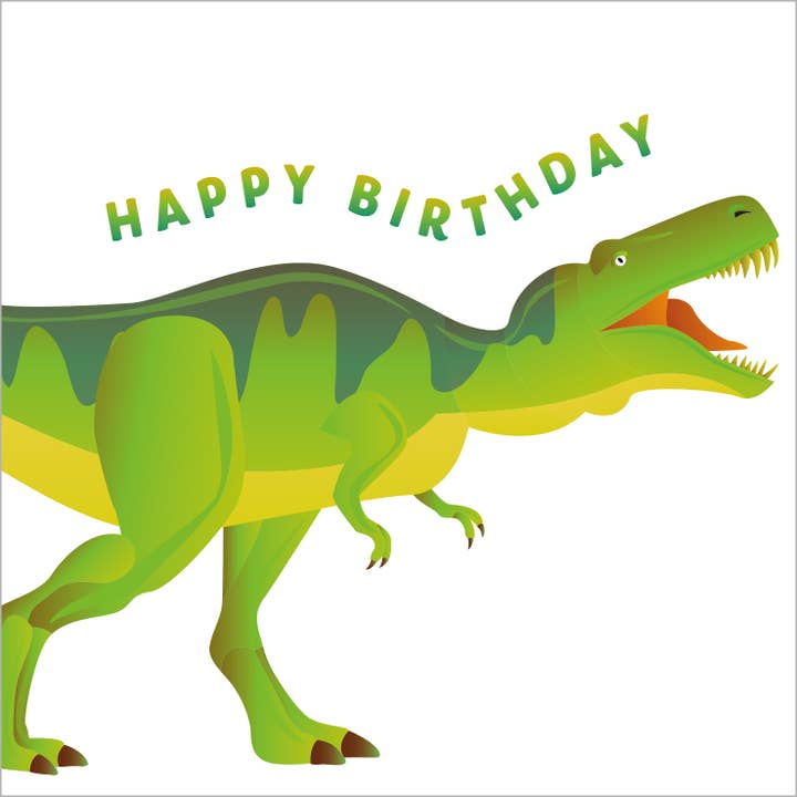 Carte de vœux D13 HAPPY BIRTHDAY Tyrannosaurus Dinosaur pour la vente par Dyson Design