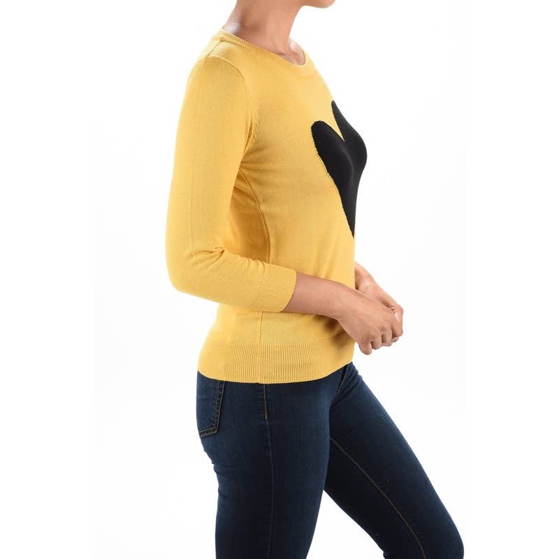 Mak – wholesale Pullovertröja - Dam – Heart Chenille Crewneck 3/4 ärm tröja MK359528