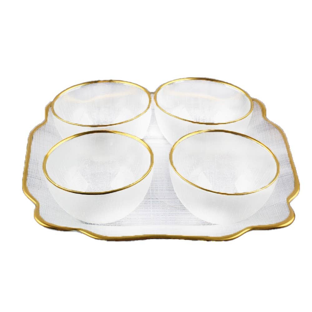 AULICA - Vente Bol - Bol en verre bords dorés 9x9x3cm3