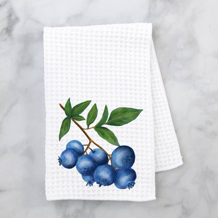 Blueberry Kitchen Towel for wholesale by MerikaArt