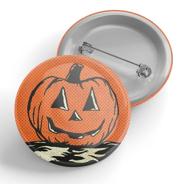 Jack O Lantern Button for wholesale by Black River Letterpress & Paper Co.