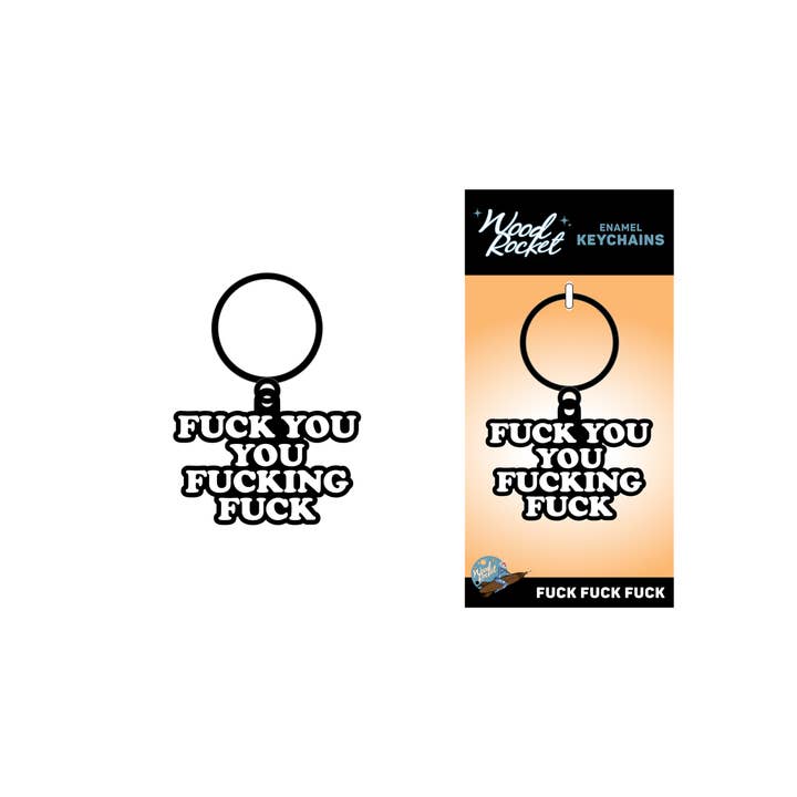 Black White Fuck You You Fucking Fuck Keychain, KEY-022 for wholesale on Faire