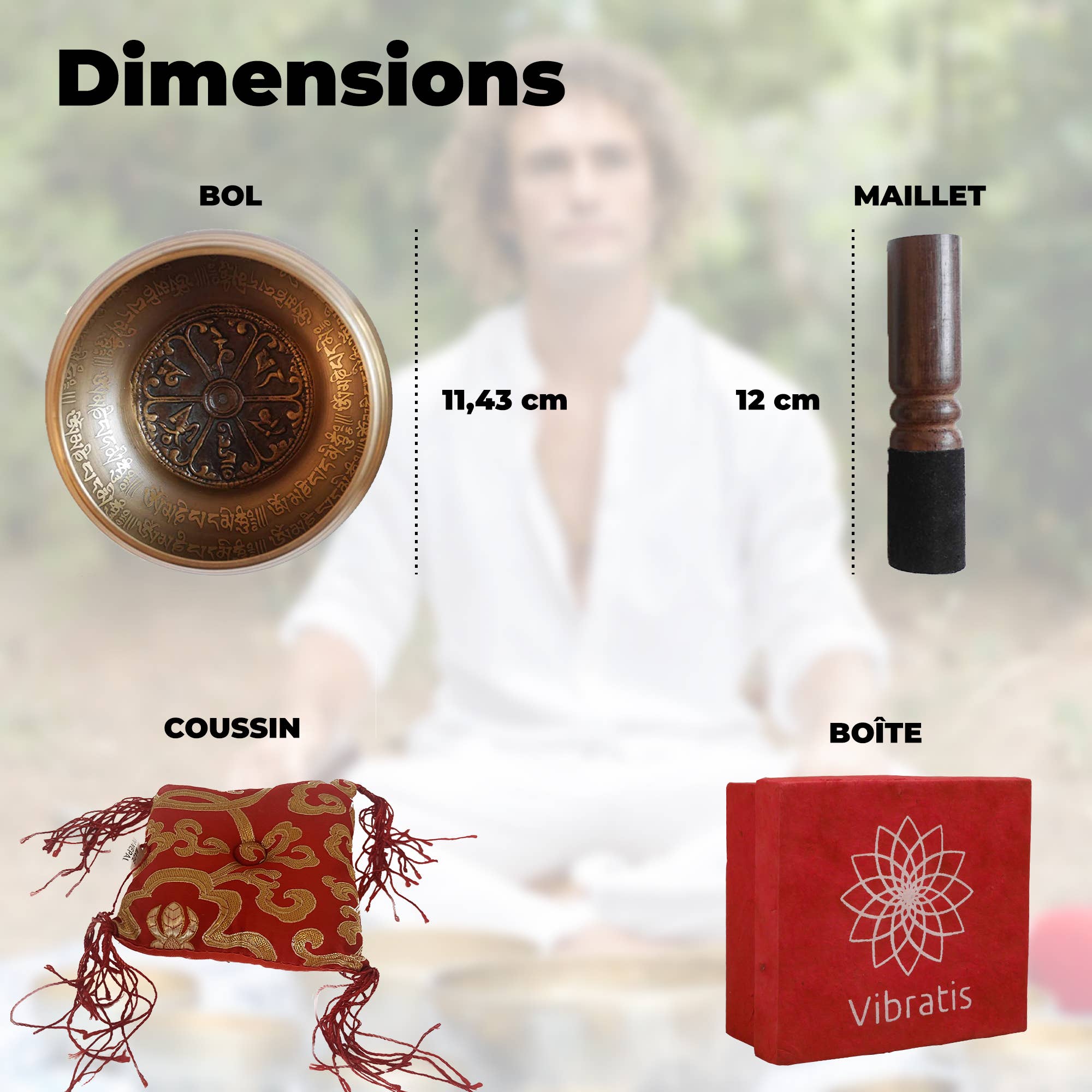 Vibratis - Vente Accessoire de méditation - Bol tibétain artisanal mantra - Fabriqué au Népal3