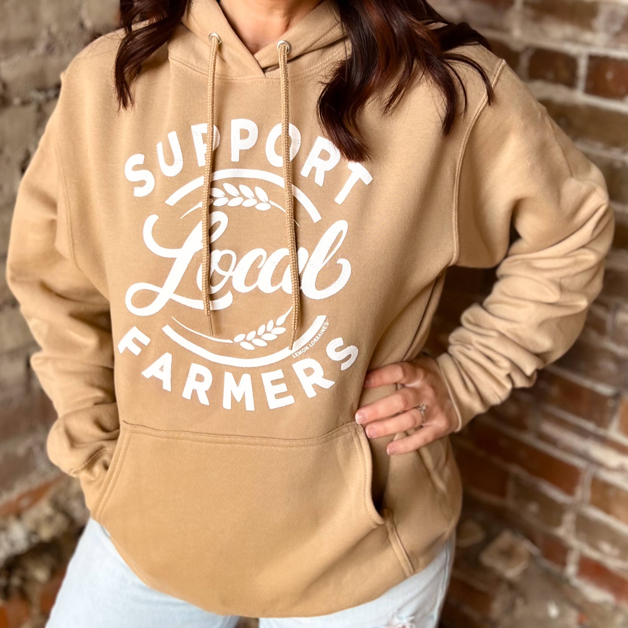 SUPPORT YOUR LOCAL FARMERS - Sand Hoodies for wholesale on Faire0