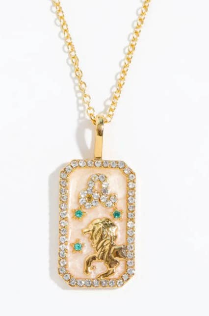 HoopLa - Wholesale Pendant/Charm Necklace - Leo-Astrological Zodiac Tarot Card