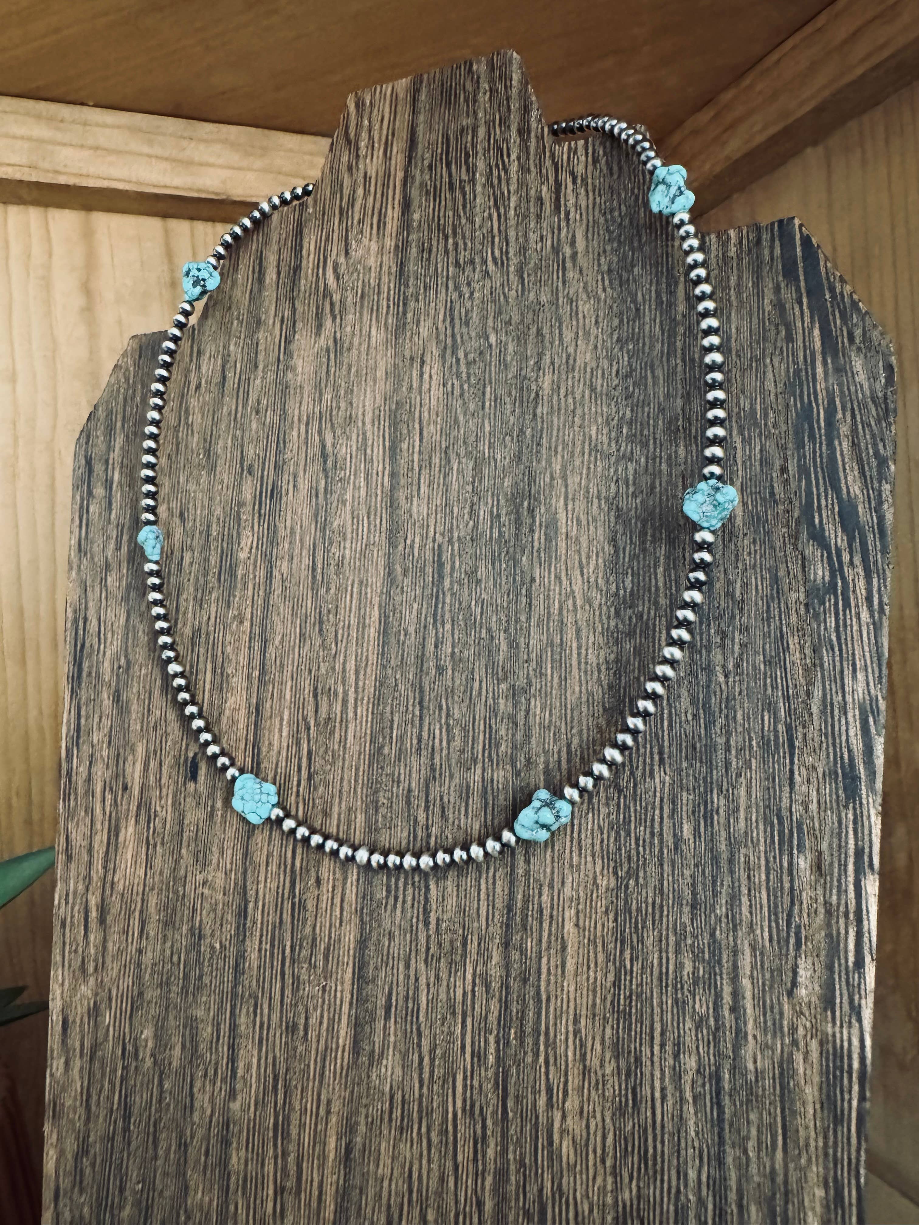 Wild Hancock Creations - Wholesale Choker/Collar - Navajo Pearl Choker With Turquoise/ Genuine Turquoise