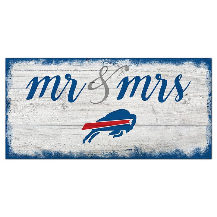Panneau Buffalo Bills Script Mr & Mrs 6 x 12 pour la vente par Fan Creations