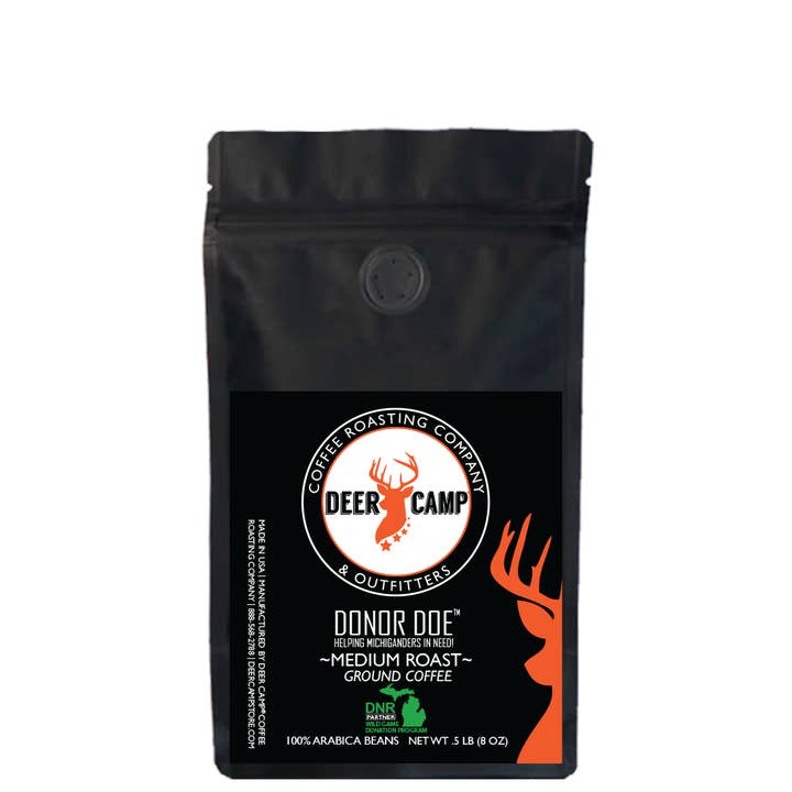 DEER CAMP® Coffee Donor Doe™ Medium Roast 8 oz. for wholesale by DEER CAMP® Coffee Roasting Company & Outfitters