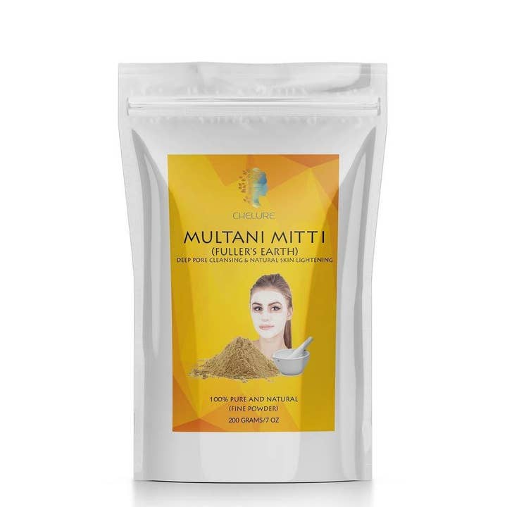 Tuzech Leather – wholesale Ansiktsmasker – Chelure 100% ren naturligt bearbetad Fuller's Earth-lera (Multani Mitti) bentonitlera för ansiktsmask 7 uns (200 g)