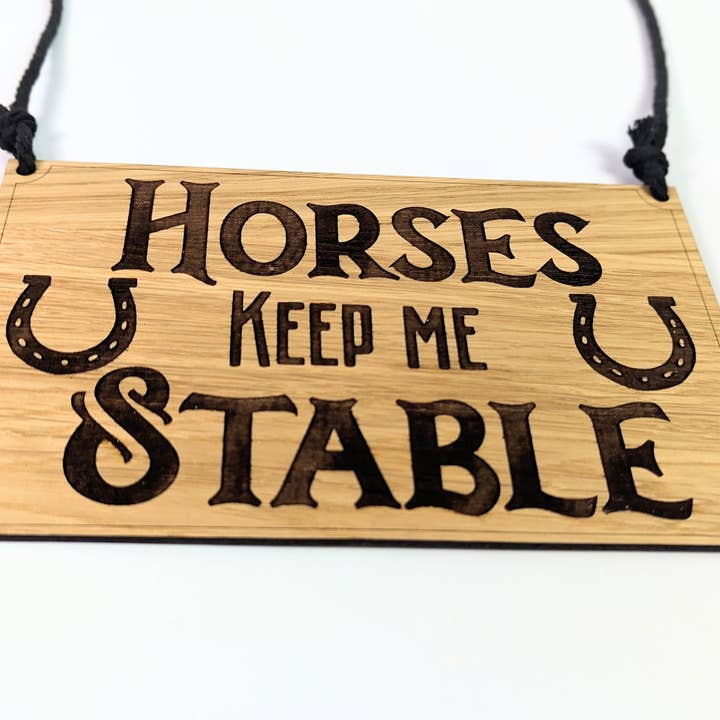 Chikai Shop - Wholesale Door Hanger - Horses keep me stable oak wood door sign, horse door hanger4