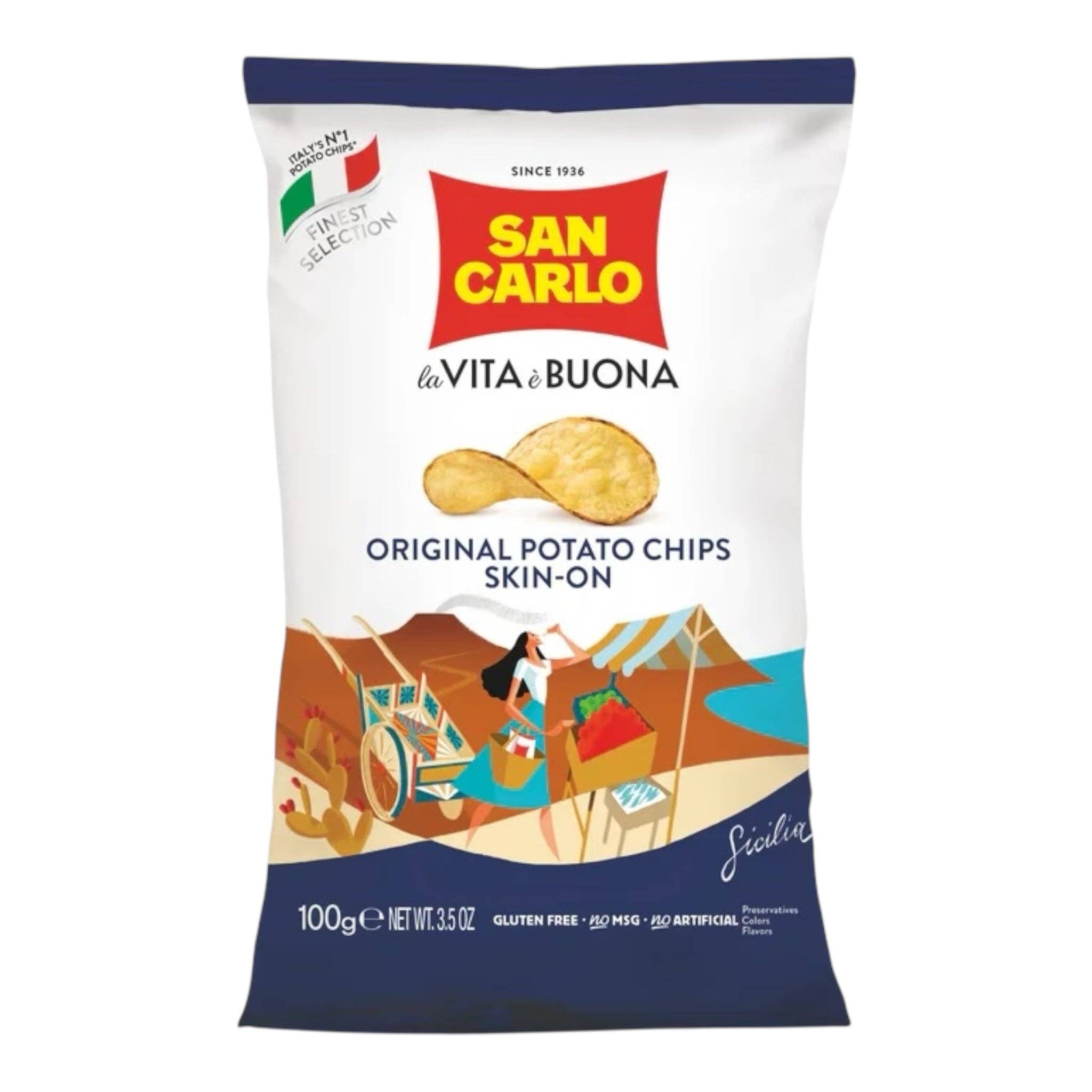 Made in eatalia – wholesale Crisps – San Carlo Potato chips Skin-on Chips 100g0