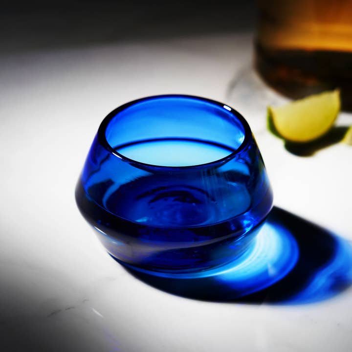 Viski - Wholesale Cocktail/Liquor Glass - Cobalt Tequila Copita – Handmade Recycled Glass