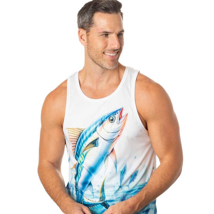 Hemworld - Wholesale Tank Top - Men's - Men Performance Muscle Tank Top Fish Graphic (Pack Of 12) - 75955090