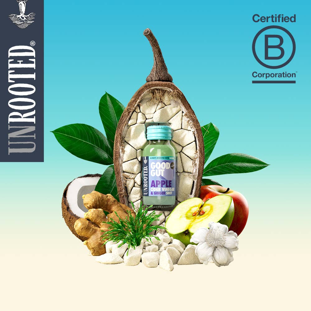 Unrooted Drinks – wholesale Wellness juice/tonic – Apple Cider Vinegar - GOOD GUT (12 x 60ml)1