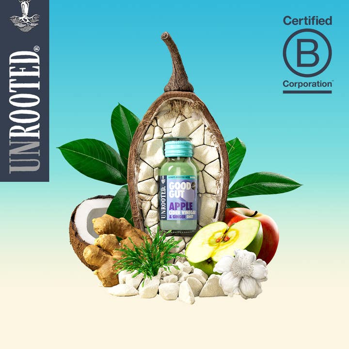 Unrooted Drinks – wholesale Wellness juice/tonic – Apple Cider Vinegar - GOOD GUT (12 x 60ml)1