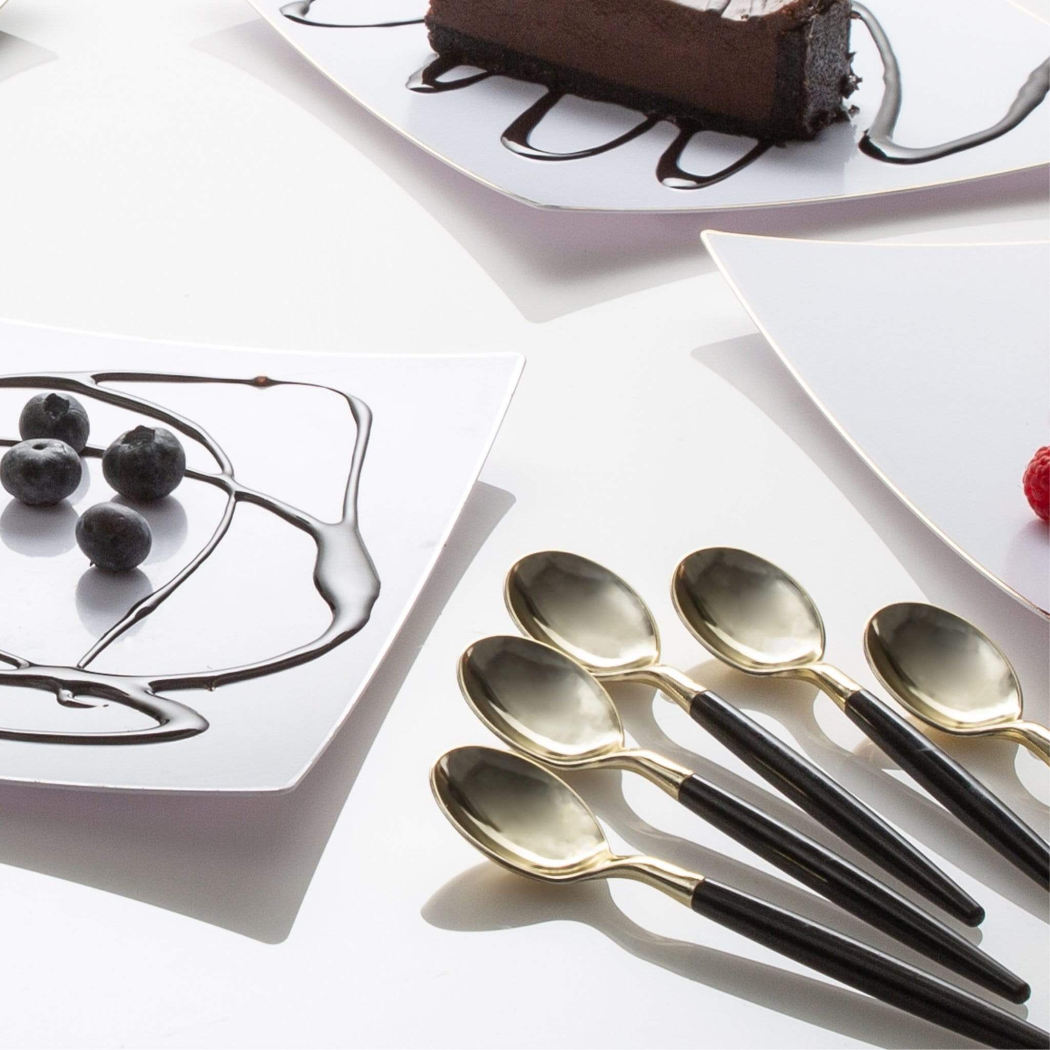 Luxe Party - Wholesale Table Spoon (Cutlery) - Black and Gold Plastic Mini Spoons | 20 Spoons1