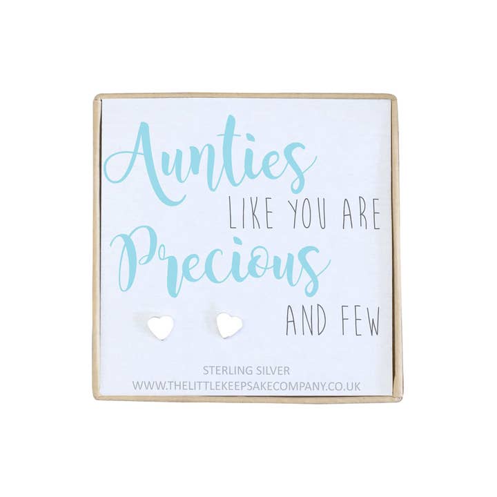 Ohrringe aus Sterlingsilber mit Aufschrift „Aunties Like You Are Precious And Few“ für den Großhandel von The Little Keepsake Company