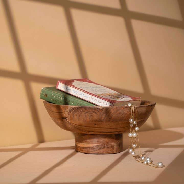 LuxeDesigns Co LLC - Wholesale Decorative Plate/Dish/Bowl - Wooden Footed Bowl by Luxe Designs – Handcrafted Decorative Fruit Bowl with Elegant Footed Base for Dining, Serving, and Home Décor – Perfect for Fruits, Snacks, and Centerpiece Display12