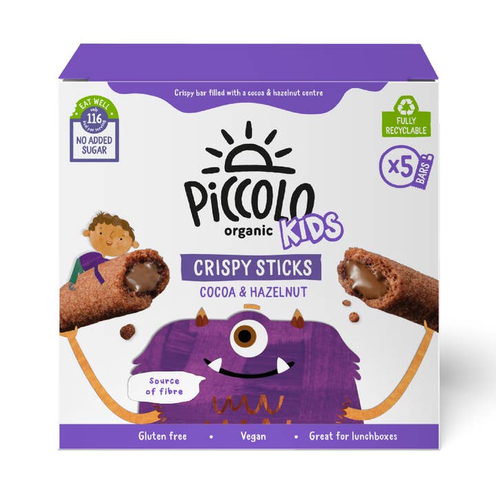 Piccolo Kids Cocoa & Hazelnut Crispy Sticks Kids 5x25g for wholesale by Piccolo Foods
