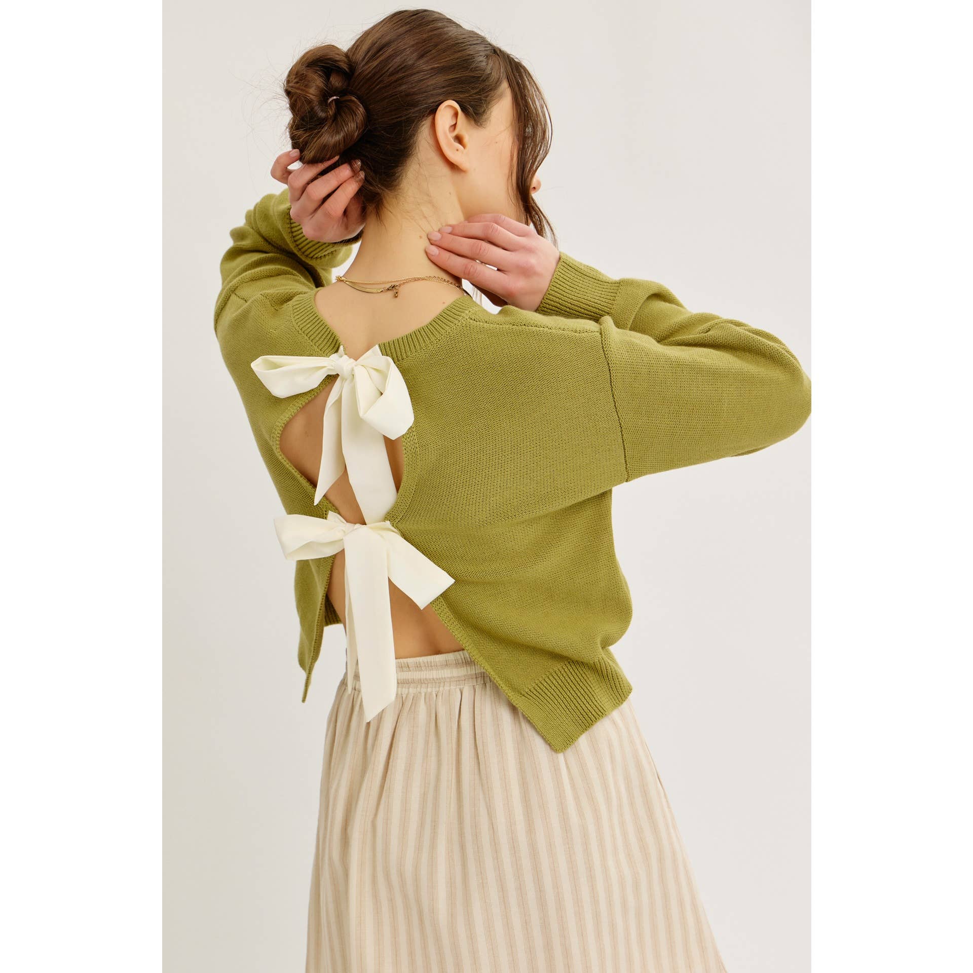 idem ditto – Pulôver - Mulher por atacado – TOP DE MALHA COM LAÇO NAS COSTAS E DECOTE REDONDO EM CONTRASTE1