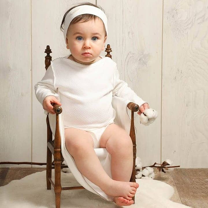 Organic cotton fantasy knit bodysuit 12, 18, and 24 months for wholesale by Graine D'Amour