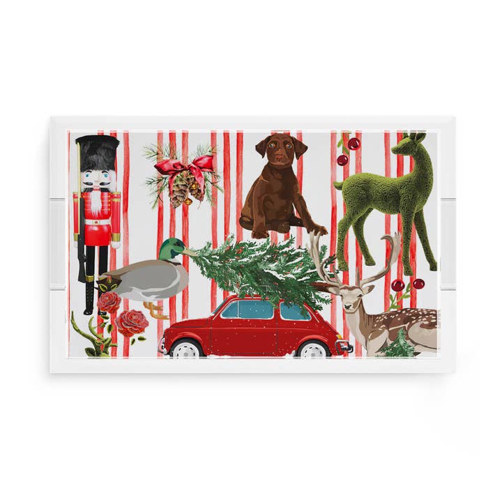 Ultimate Christmas Stripe Acrylic Rectangle Decorative Tray for wholesale by Nicolette Mayer Collection