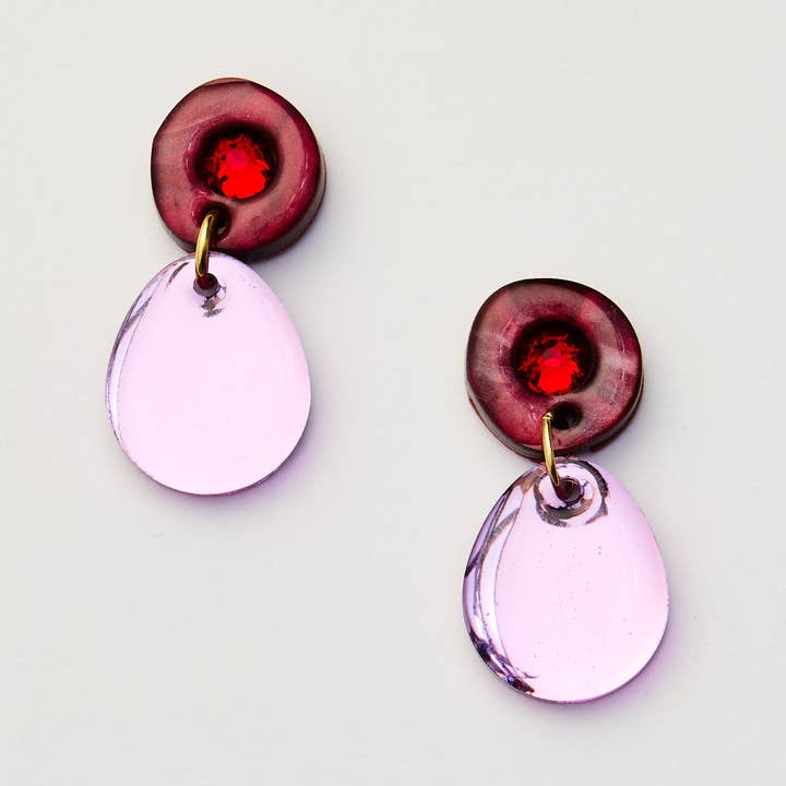 Martha Jean - Wholesale Hangende/ronde oorbellen - Jam Gem Oorbellen - Bourgondië / Violet0