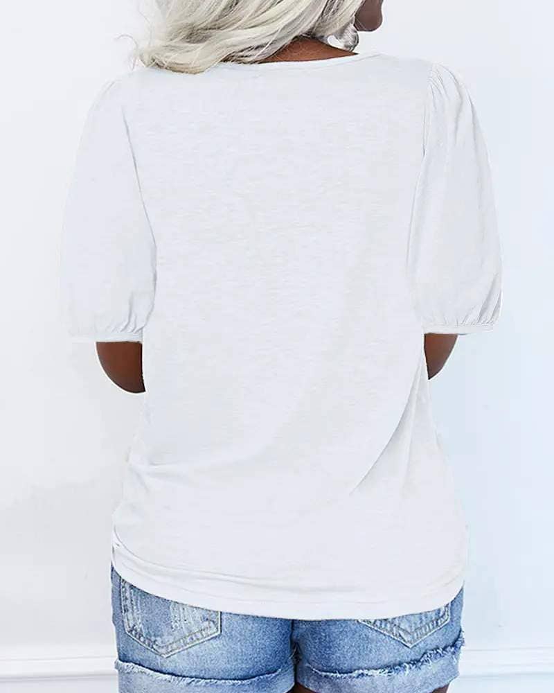 Flarix – Engroshandel Bluse - Dame – lynlås foran puff ærme afslappet t shirt12