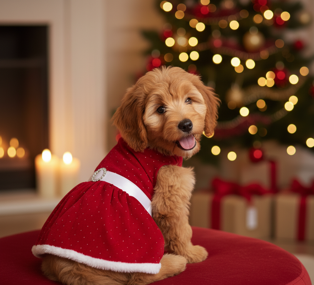 Doggie Design - Vendita all'ingrosso Vestito - Cani - Vestito per Cani Rosso Velluto Brillante2