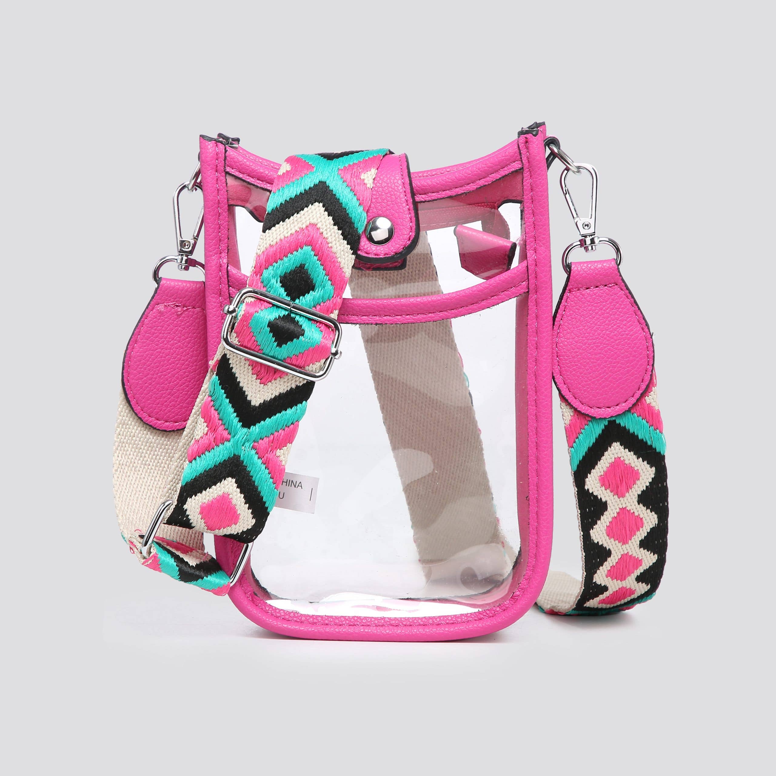 BEIGE BLACK FUCHSIA GREEN NAVY ORANGE JNY3204S2526 Transparent Plastic Mini Crossbody Bag for wholesale on Faire6