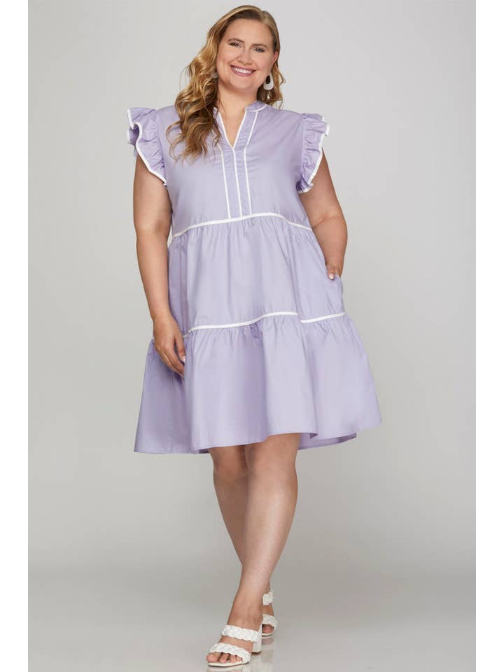 Peace Love Line - Wholesale Dress - Women's - PL5650 PLUS - PLUS - TIERED WOVEN DRESS