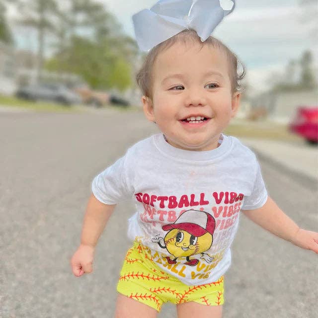 ZZ Threadz - Wholesale Screen Printed T-Shirt - Kids - Softball Vibes Graphic Tee0