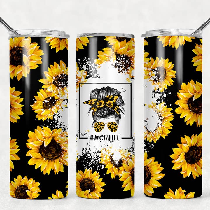 Mom Life Chignon en désordre Tournesols noir pour la vente par Triple D's Tumblers n More