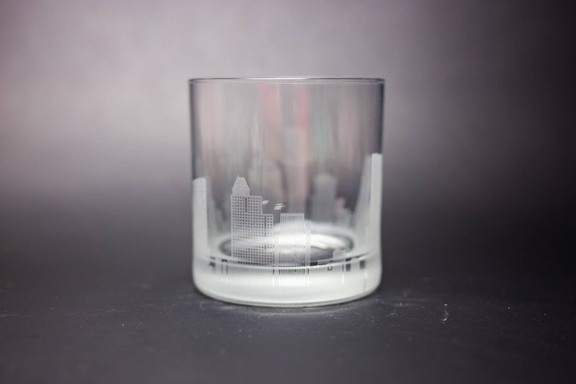 Urban & Etched - Wholesale Cocktail/Liquor Glass - Houston, Texas Skyline Rocks Glass2